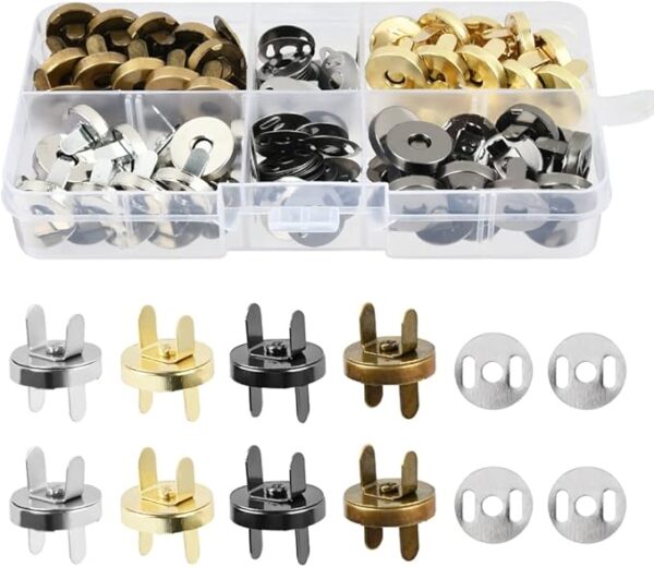 TIMESETL 40 Sets 14mm Magnetic Button Clasps Snaps Fastener Clasps DIY Craft Sewing Buttons Knitting Buttons Sets for Sewing, Craft, Purses, Bags, Clothes, Leather, 4 Colors