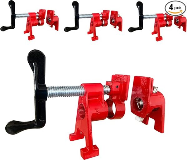 HimaPro 4-Pack 3/4 Inch H-Style Professional Pipe Clamp Set - Designed For Woodworking, Carpentry, Home Improvement, and DIY Jobs